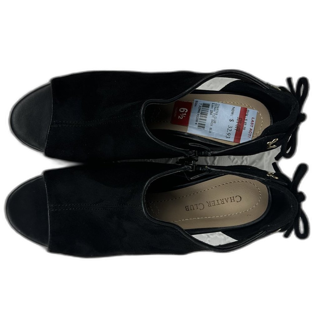 Charter Club Hirah Tie Back Blo black heels - Picture 7 of 8